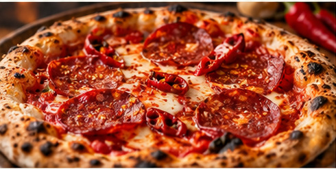 Diavola pizza with spicy salami