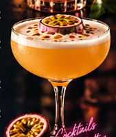 Passion fruit cocktail in a coupe glass