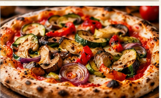 Vegetarian pizza with garden vegetables